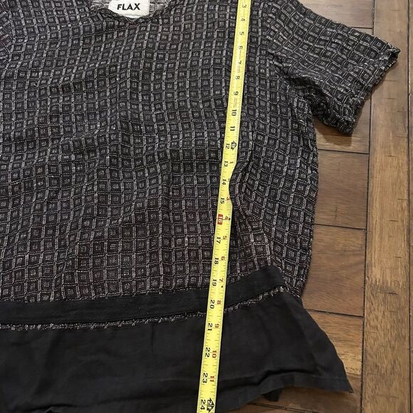 Flax Gray Black Print 100% Linen Top Pants Set Size P (4-6) - Picture 10 of 14